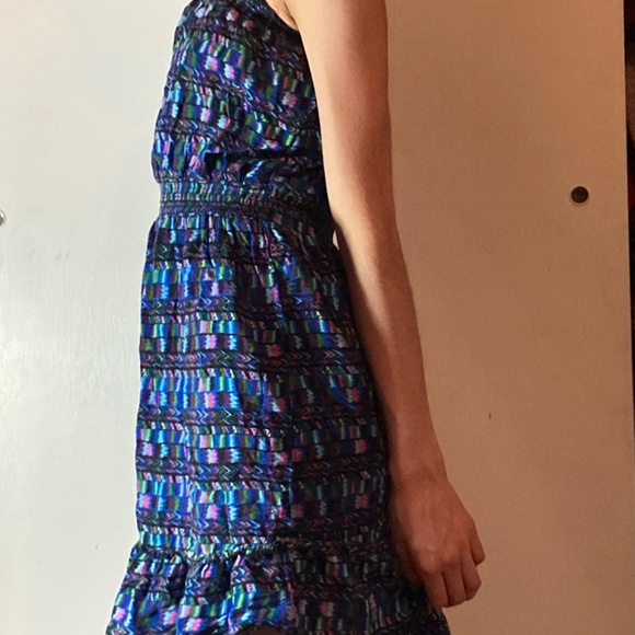 Summer Bohemian Blue Multi Smocked Beach Dress Small - Picture 5 of 7